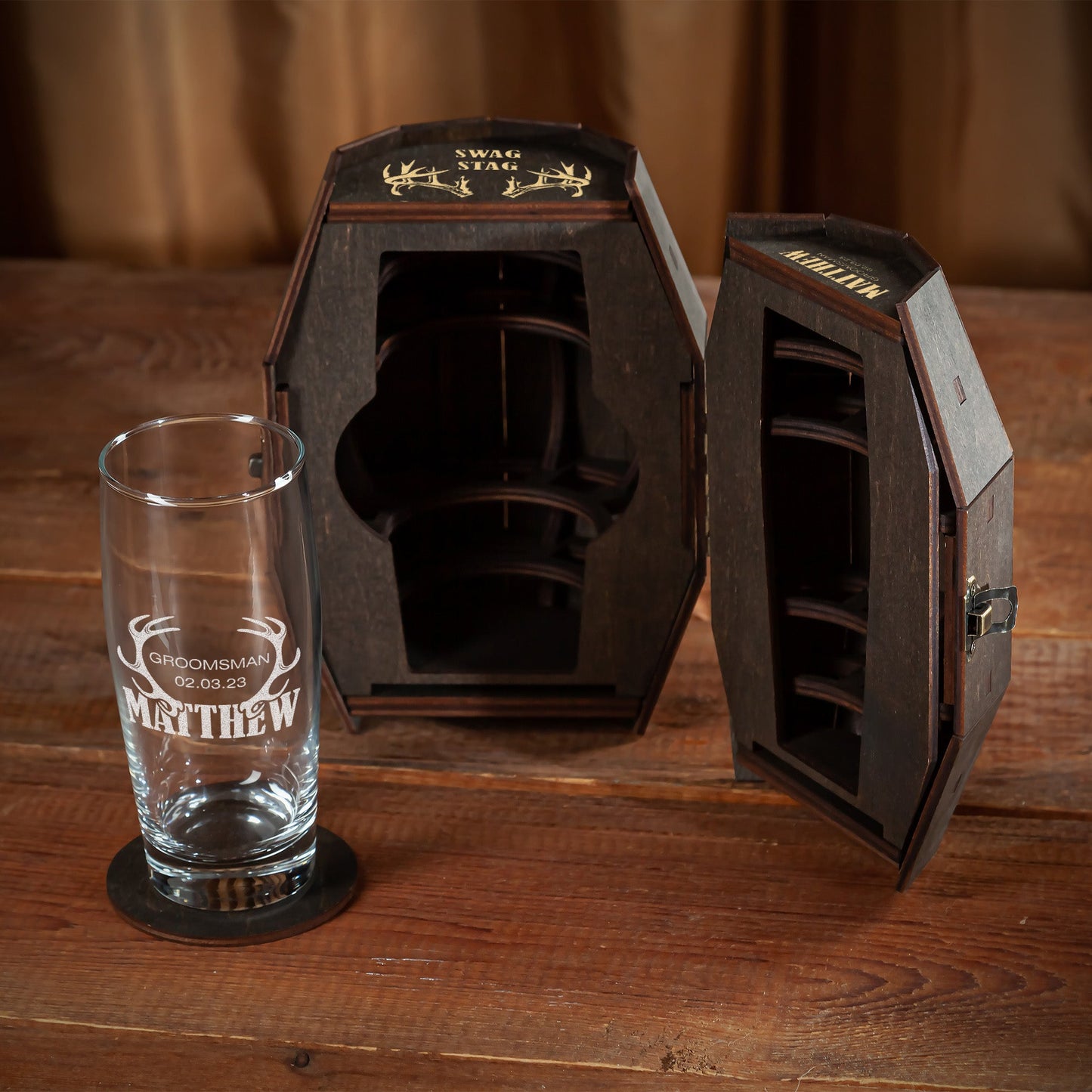 Personalized Beer Barrel Gift for Groomsmen – Deer Antlers