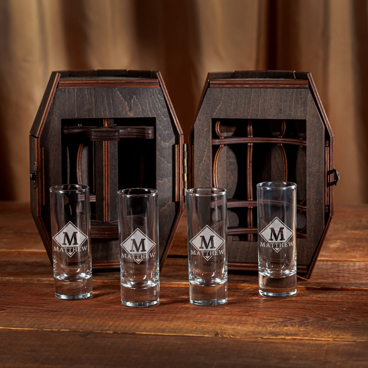 Custom Groomsmen Shot Glass Set in Revolver Barrel – Personalized Wedding Gift