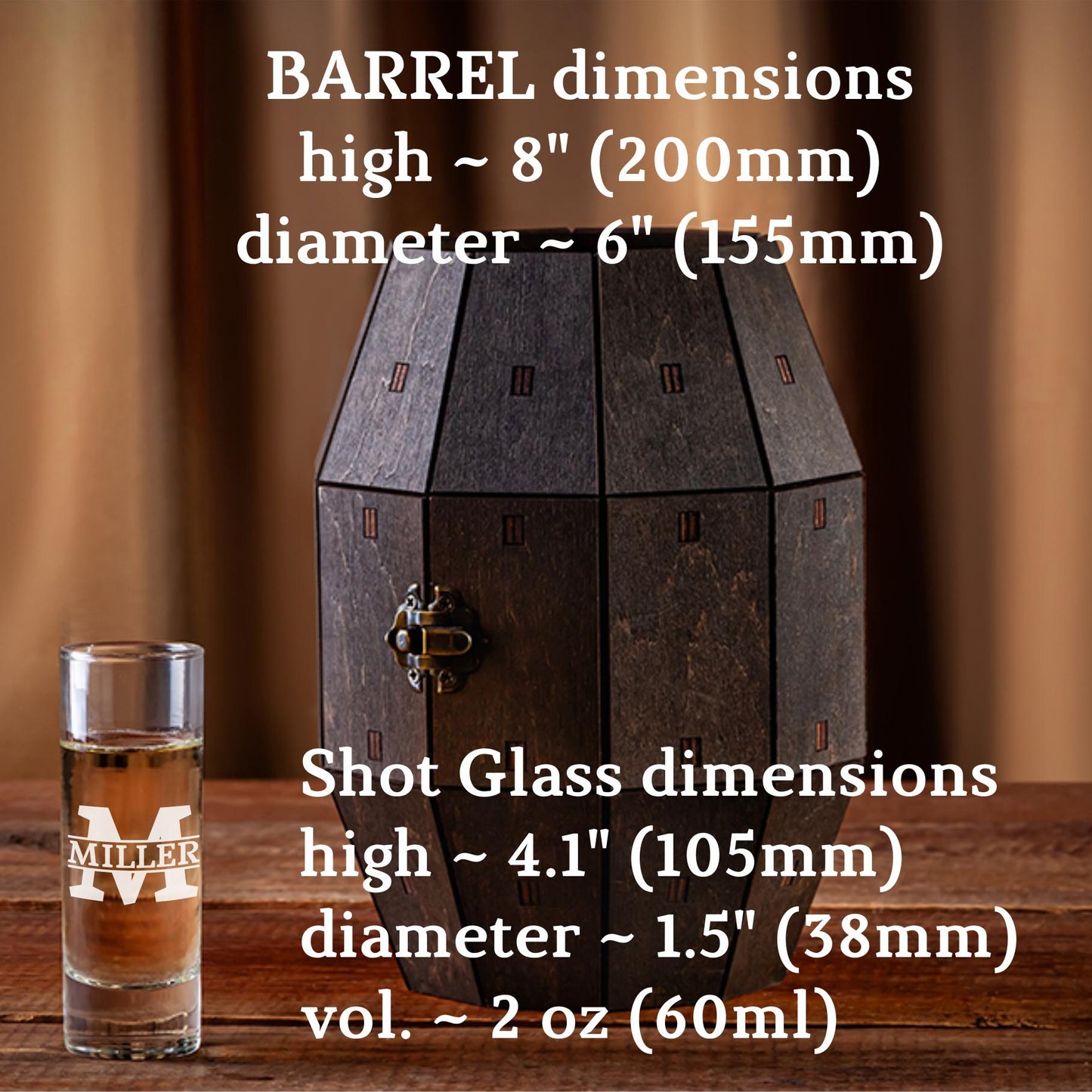 Personalized Shot Glass Set in Wooden Revolver Barrel – Unique Groomsmen Gift Box
