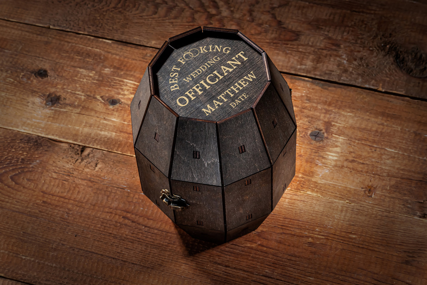 Wedding Officiant Gift - Personalized Whiskey Glass Set in Wooden Barrel