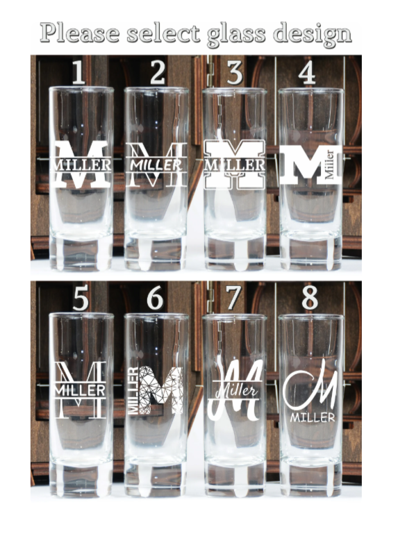 Personalized Shot Glass Set in Wooden Revolver Barrel – Unique Groomsmen Gift Box