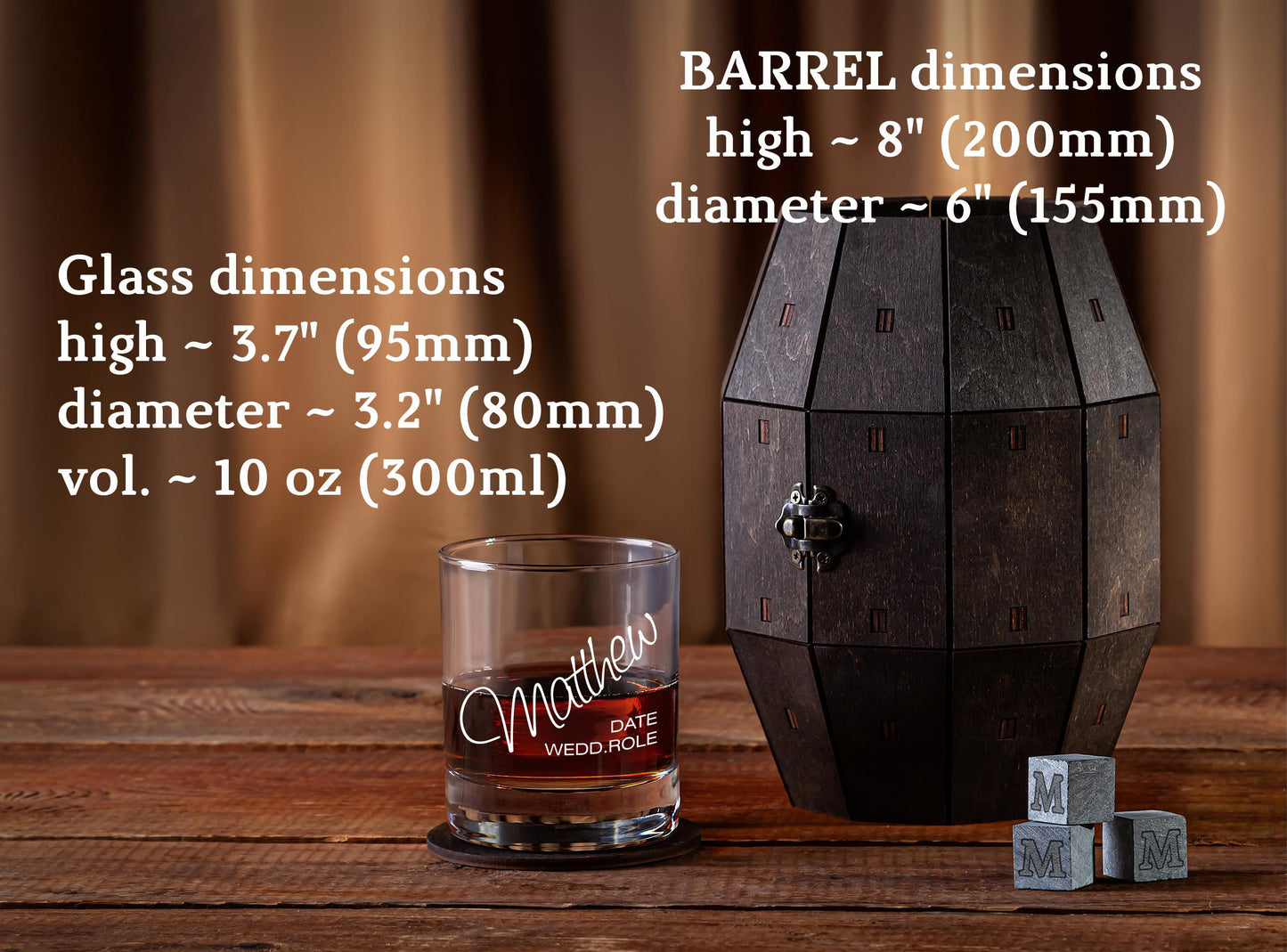 Best Man Personalized Whiskey Glass Set in Wooden Barrel – Proposal Gift Box