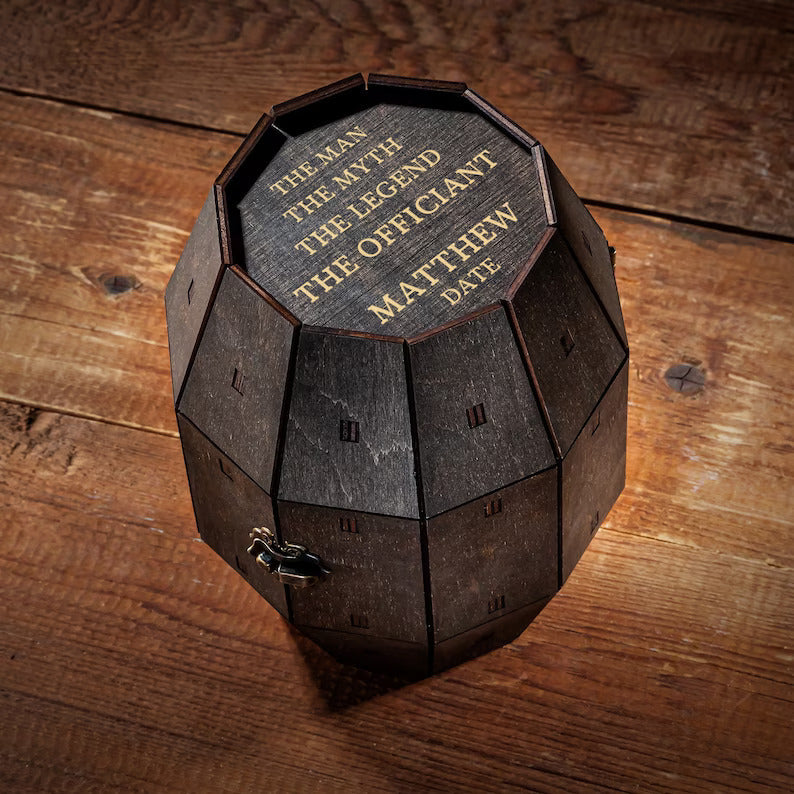 Wedding Officiant Gift - Personalized Whiskey Glass Set in Wooden Barrel