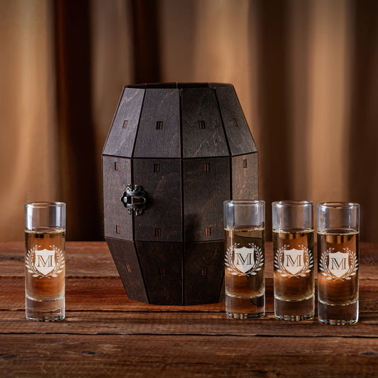 Groomsmen Gift – Revolver Barrel Shot Glass Set – Personalized