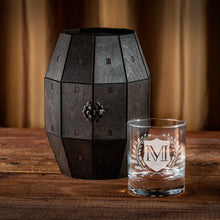 Load image into Gallery viewer, Groomsmen Gifts Personalized Whiskey Glasses Set in a Wooden Barrel – Groomsman Proposal, Gift for Best Man, Wedding Favors
