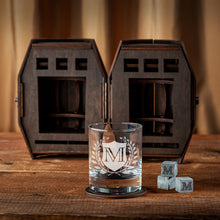 Load image into Gallery viewer, Groomsmen Gifts Personalized Whiskey Glasses Set in a Wooden Barrel – Groomsman Proposal, Gift for Best Man, Wedding Favors
