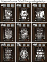 Load image into Gallery viewer, 30th 40th 50th 60th 70th Birthday Gift for Men, Personalized Whiskey Glass Set in a Wooden Barrel
