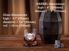 Load image into Gallery viewer, Groomsmen Gifts Personalized Whiskey Glasses Set in a Wooden Barrel – Groomsman Proposal, Gift for Best Man, Wedding Favors
