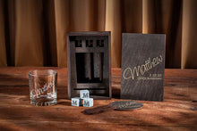 Load image into Gallery viewer, Groomsmen Gifts Personalized Whiskey Glass Set with Wood Box, Groomsman Proposal, Best Man, bachelor party gift
