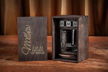 Load image into Gallery viewer, Groomsmen Gifts Personalized Whiskey Glass Set with Wood Box, Groomsman Proposal, Best Man, bachelor party gift
