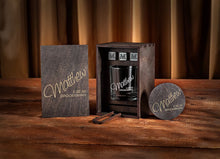 Load image into Gallery viewer, Groomsmen Gifts Personalized Whiskey Glass Set with Wood Box, Groomsman Proposal, Best Man, bachelor party gift
