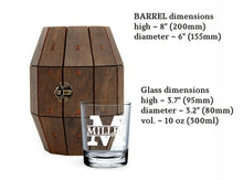 Load image into Gallery viewer, Unique Gift for Him, Custom Whiskey Glass in a Wooden Barrel, Personalized Gifts for Man
