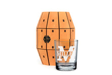 Load image into Gallery viewer, Personalized Barrel Box with Letter Name Monogram Whiskey Glass
