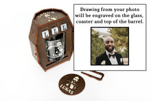 Load image into Gallery viewer, Custom Groomsman Barrel with Drawing from Photo
