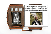 Load image into Gallery viewer, Custom Groomsman Barrel with Drawing from Photo
